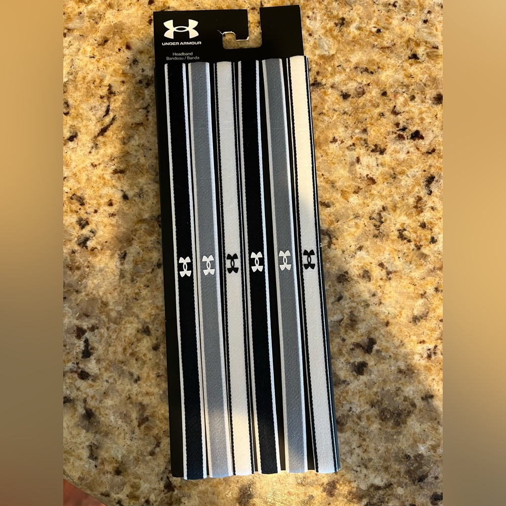Under Armour Black and Gray Set of 6 Headbands